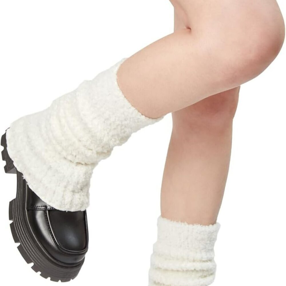 Womens Fuzzy Leg Warmers Knit Ankle Socks Winter Warm Ruffle Leg Sleeves…